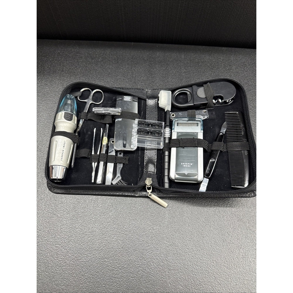 Sharper Image Mens Grooming Kit Travel Set Razor Scissors Manicure Untested